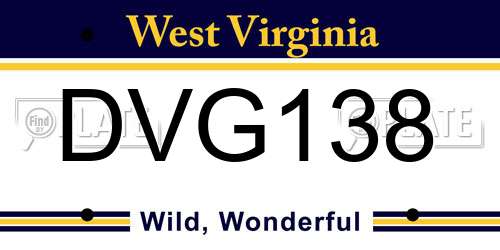 DVG138 West Virginia License Plate