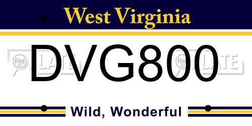 DVG800 West Virginia License Plate