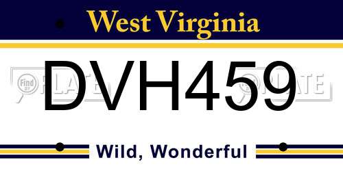 DVH459 West Virginia License Plate