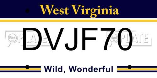 DVJF70 West Virginia License Plate