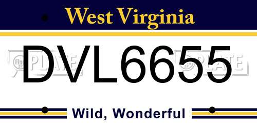 DVL6655 West Virginia License Plate