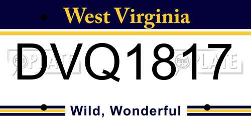DVQ1817 West Virginia License Plate