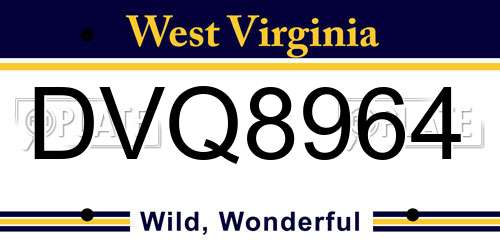 DVQ8964 West Virginia License Plate