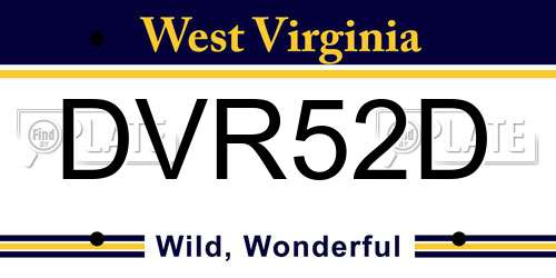 DVR52D West Virginia License Plate