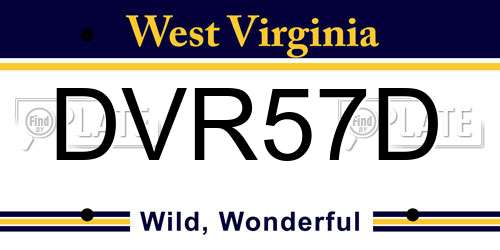 DVR57D West Virginia License Plate