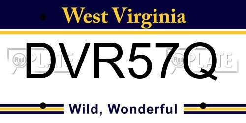 DVR57Q West Virginia License Plate