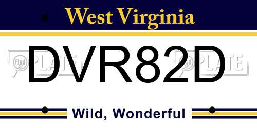 DVR82D West Virginia License Plate