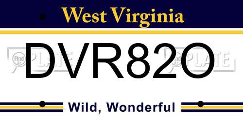 DVR82O West Virginia License Plate