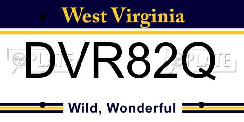 DVR82Q West Virginia License Plate