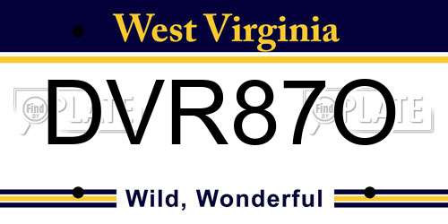 DVR87O West Virginia License Plate