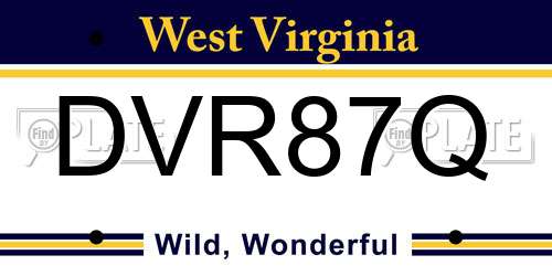 DVR87Q West Virginia License Plate