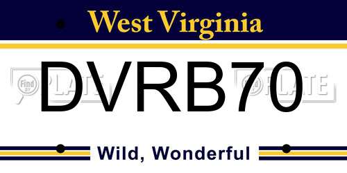 DVRB70 West Virginia License Plate