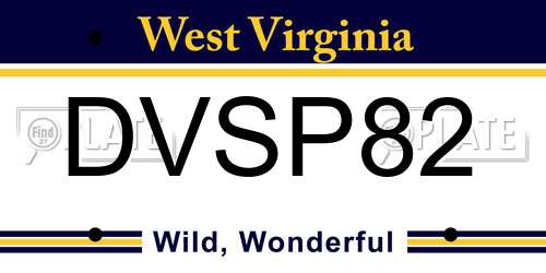 DVSP82 West Virginia License Plate