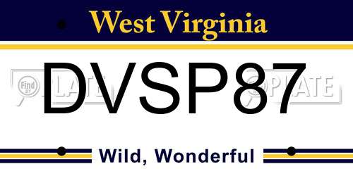 DVSP87 West Virginia License Plate