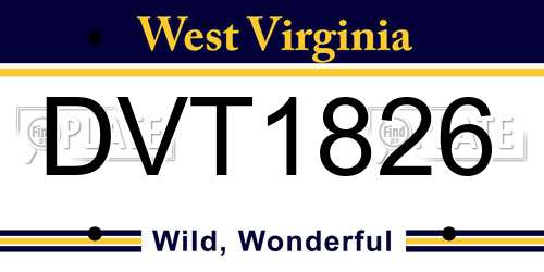 DVT1826 West Virginia License Plate