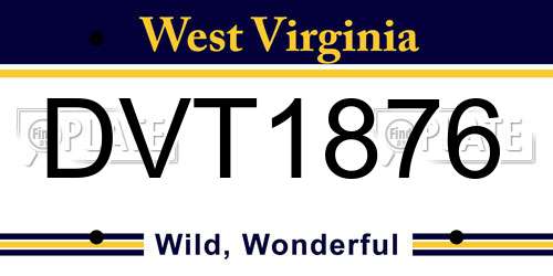 DVT1876 West Virginia License Plate