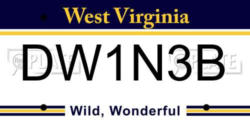 DW1N3B West Virginia License Plate