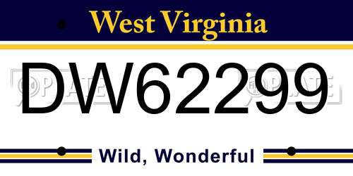 DW62299 West Virginia License Plate