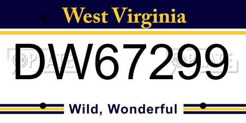 DW67299 West Virginia License Plate
