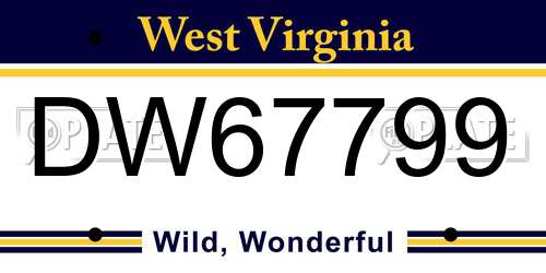 DW67799 West Virginia License Plate