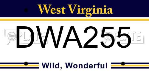 DWA255 West Virginia License Plate
