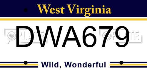 DWA679 West Virginia License Plate
