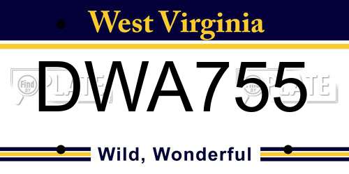 DWA755 West Virginia License Plate