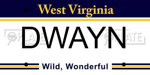 DWAYN West Virginia License Plate