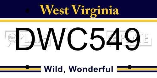 DWC549 West Virginia License Plate