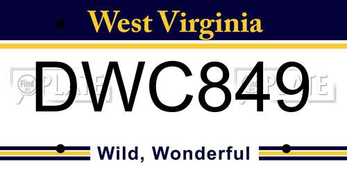 DWC849 West Virginia License Plate