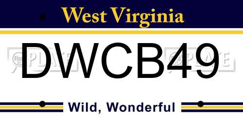 DWCB49 West Virginia License Plate