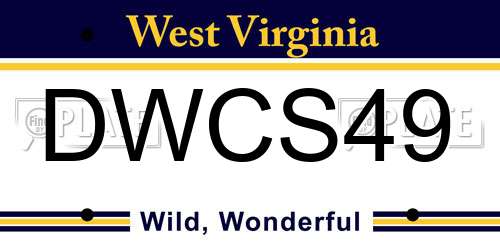 DWCS49 West Virginia License Plate