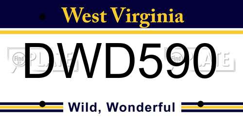 DWD590 West Virginia License Plate