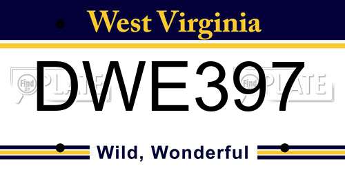 DWE397 West Virginia License Plate