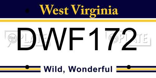 DWF172 West Virginia License Plate