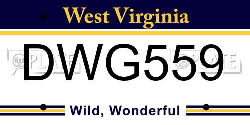 DWG559 West Virginia License Plate