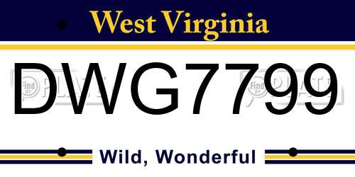 DWG7799 West Virginia License Plate