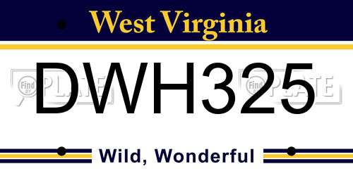 DWH325 West Virginia License Plate