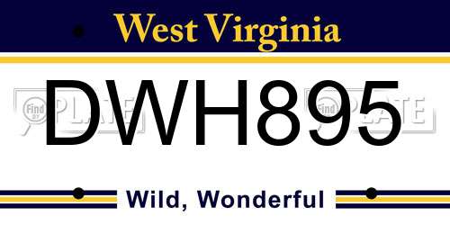 DWH895 West Virginia License Plate