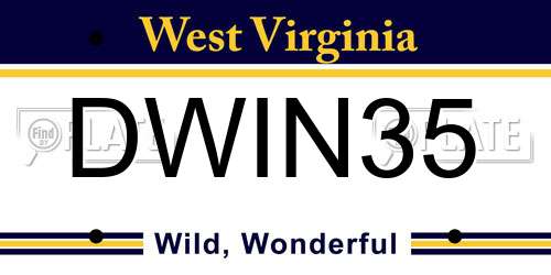 DWIN35 West Virginia License Plate