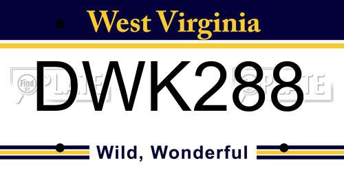 DWK288 West Virginia License Plate