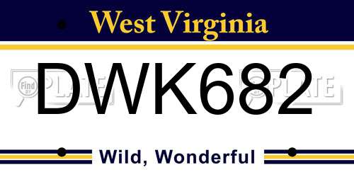 DWK682 West Virginia License Plate