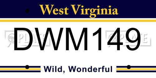 DWM149 West Virginia License Plate