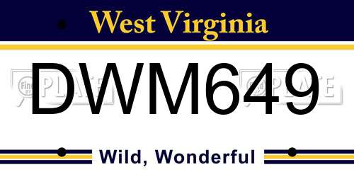 DWM649 West Virginia License Plate