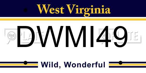 DWMI49 West Virginia License Plate