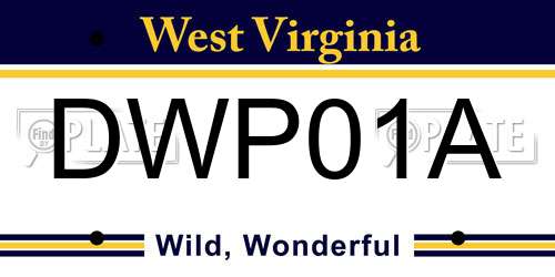 DWP01A West Virginia License Plate