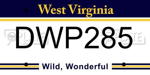 DWP285 West Virginia License Plate