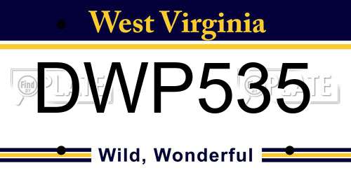 DWP535 West Virginia License Plate