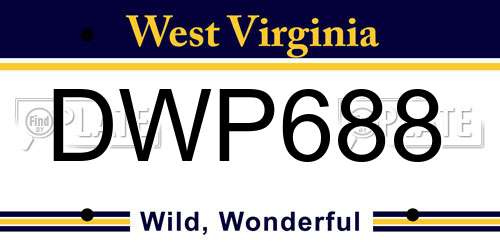 DWP688 West Virginia License Plate
