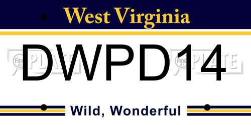 DWPD14 West Virginia License Plate